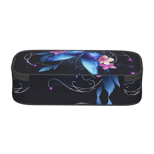 Yrebyou Butterfly Pencil Case Big Storage Pencil Pouch Multi-Functional Pen Bag Cute Lightweight Organizer for Aldult Office College - color: Blue