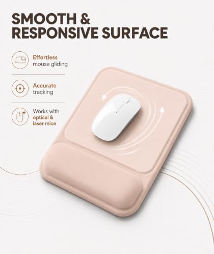 Ergonomic Mouse Pad with Wrist Rest, Gel Mousepad with Soft Wrist Support, Non-Slip PU Base, Smooth Surface Mouse Pad for Wrist Pain Relief, Computer Laptop Office Home & Gaming (Nude Apricot) - color: Nude Apricot