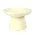 Wide Shallow 6.1" Raised Cat Bowls, Ceramic Elevated Food Plate for Flat Faced Cats and Small Dogs, Porcelain Feeder Bowl, Stress Free, Protect Cat’s Spine, Cream - color: Cream-Shallow