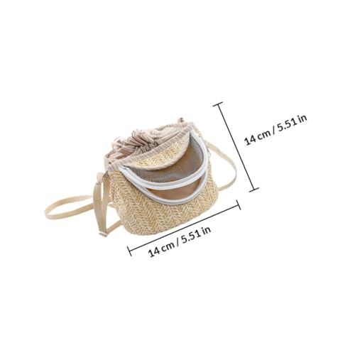 Portable Hamster Carrier with Ventilated Gauze Small Pet Carry-Out Bag Lightweight Straw-Woven Design for Outdoor Travel 5.51X5.51X4.72In