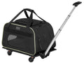 Petsfit Cat Carrier with Wheels, Removable Spinner Wheels, Up to 13 lb | Fits pets up to 15 L x 8 H in and 13 lb; removable spinner wheels, anti-sag frame, 4-sided mesh, safety tether and locks. - color: Black & Green, size: 20.1"L x 12.2"W x 14.2"H