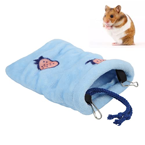 Pssopp Small Pet Hanging Sleeping Bag - Flannel Warm Hamster Hideout Pouch with Drawstring and Hook, Portable Cozy Nest Bed for Sugar Glider, Rat, and Guinea Pig Cage