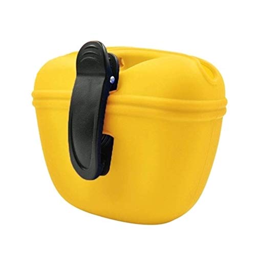 RoyalCare Silicone Dog Treat Pouch-Small Training Bag-Portable Dog Treat Bag for Leash with Magnetic Closure and Waist Clip[US Design Patent] - color: dark yellow