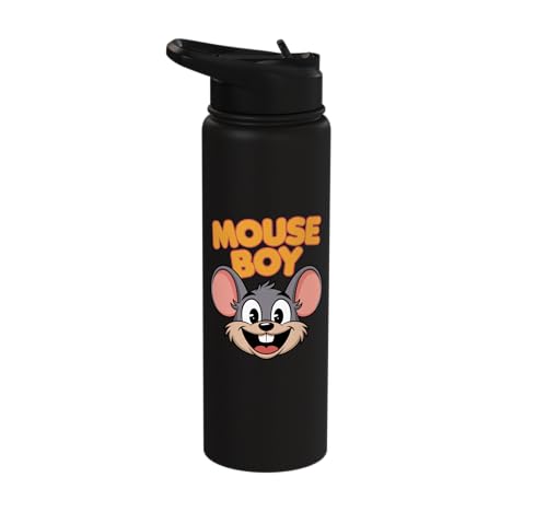 Mouse Boy | Childrens Mice Product | Youth Kids Boys Mouse Stainless Steel Insulated Water Bottle - color: Black