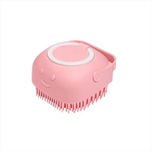 Pet Grooming Bath Brush with Shampoo Dispenser, Soft Silicone Bristle Massage Brush for Dogs and Cats, Gentle Scrubber for Long & Short Haired Pets, Shower Bathing Grooming -pink - color: Pink