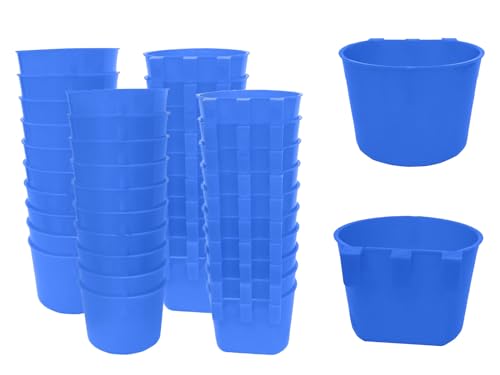 Pack of 40 Cage Cups Birds Feeders Seed Bowl Chicken Feeding Watering Dish Rabbit Water Food Hanging Wire Cages Box 8 oz Coop Cups for Pet Parrot Parakeet Game Fowl Poultry Pigeon - color: Blue 40 packs 8oz