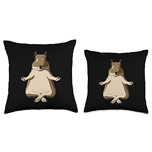 Funny Yoga Rodent Degu Hamster Throw Pillow - size: 18x18