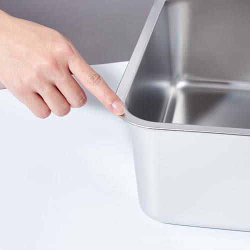 Stainless Steel Litter Box,Metal Cat Litter Box,Medium Cat Litterbox | Litter Box for Kitty or Rabbits, No Smell, Non Stick, Easy to Clean(17.7" L x 13.77" W x 6" H) - color: Medium