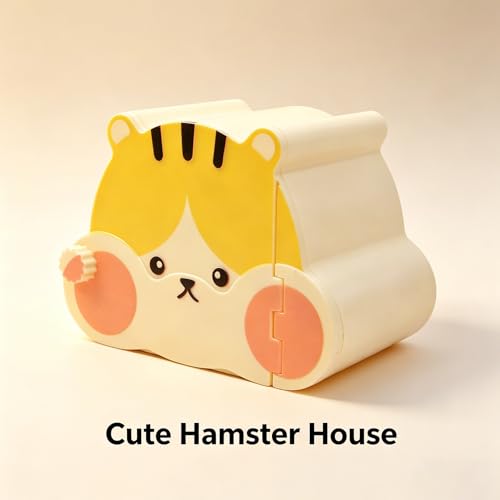 Magnetic Hamster Hideout with Clear Viewing Lid, Mount Hamster House for Syrian Hamsters, Dwarf Hamsters, Gerbils,Mice, Small Animal Hideaway Hut for Acrylic & Wire Cages,Yellow Pink4319-3 - color: Yellow Pink
