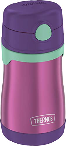 Thermos Baby 10 oz. Stainless Steel Bottle with pop-up straw, Purple with Teal - color: Purple with Teal, size: 10 Ounces