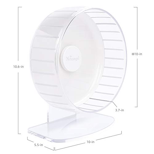 Niteangel Super-Silent Hamster Exercise Wheels: - Quiet Spinner Hamster Running Wheels with Adjustable Stand for Hamsters Gerbils Mice Or Other Small Animals (M, White) | Can 10.6-13.4" Adjustable Height - No Bend Back Spinner Running for Dwarf Syrian Ham