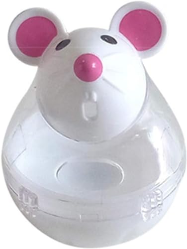 Beige Interactive Toys for Cats, Play Cat Toy Pet Cat Kitten Mouse Shape Treat Holder Food Storage Dispenser Chew Play Toy for Indoor and Kitten Exercise Mice and Animals Toys