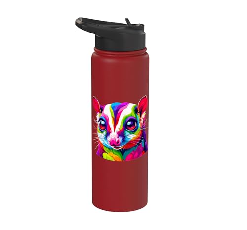 Colorful Pop Art Sugar Glider Sugar Gliders Stainless Steel Insulated Water Bottle - color: Red