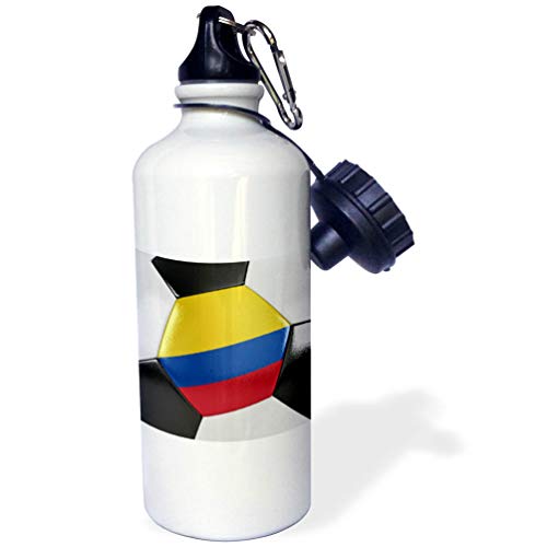 3dRose Colombia Soccer Ball-Sports Water Bottle, 21oz , 21 oz, Multicolor