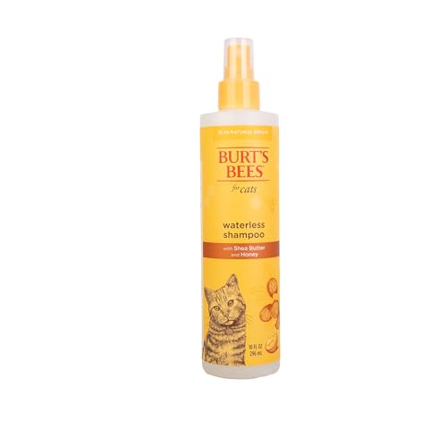 Burts Bees for Pets Waterless Cat Shampoo Spray, 10 Fl Oz | No-rinse formula with shea butter and honey gently cleans between baths, pH-balanced, no harsh detergents
