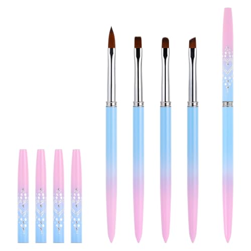 4Pcs Nail Art Clean Up Brushes Nail Brushes Cleaning Polish Mistakes | Cleaning Polish Mistakes on the Cuticles Acetone Resistant Nail Brush Fingernail Cleaning Brushes for Nail Art and Designs - color: A-Blue 4Pcs