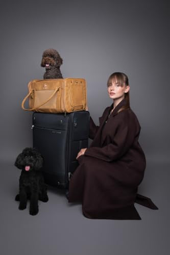 Noah & Paw Cat Carrier Soft Dog Carrier for Small Dogs, TSA Airline Approved 18x11x11in Cat Crate, Pet Travel Crate, Small Pet Kennel, Mattress Included, Camel Faux Leather - color: Camel (Faux Leather)
