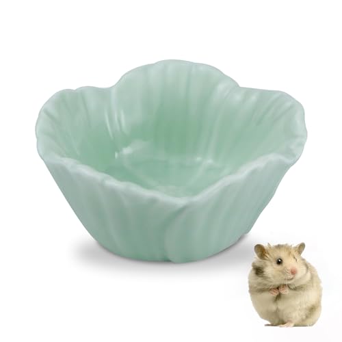 Small Ceramic Pet Hamster Bowl, Easy to Clean Anti Flipping Hamsters Food and Water Bowl, Small Animal Bowls for Dwarf Hamster, Parrots (Green, s) - color: Green, size: s,1pc