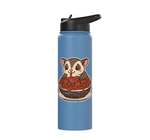 Cute Sugar Glider Spaghetti Pasta Stainless Steel Insulated Water Bottle - color: Light Blue