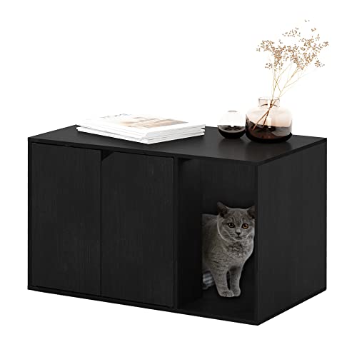 Furinno Peli Litter Box Enclosure, Americano | Side Entrance, Hidden Litter Box Furniture, Wooden Pet House, Easy Assembly, for Living Room - color: Americano, size: Large