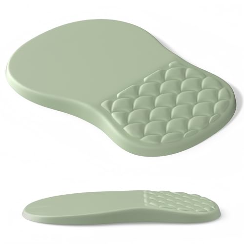 Ergonomic Mouse Pad Wrist Support,Friendly Green Wrist Rest Mousepad for Carpal Tunnel Pain Relief,Integrated Memory Foam Slope Massage Bulge Design - color: A-03