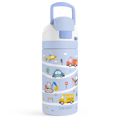 Construction Kids Insulated Stainless Steel Water Bottle 16 Oz, Travel Tumbler for School, Sports for Boys, Birthday, Back To School - color: Construction