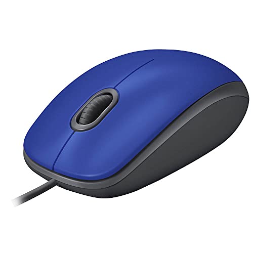 Logitech M110 Wired USB Mouse, Silent Buttons, Comfortable Full-Size Use Design, Ambidextrous PC/Mac/Laptop - Blue - color: Blue