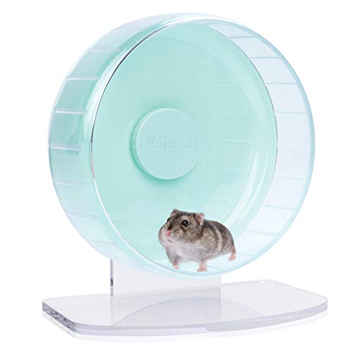 Niteangel Super-Silent Hamster Exercise Wheel: Quiet 8.2 inch Running Wheel | Can 9.1-11.8" Adjustable Height - No Bend Back Spinner Running for Dwarf Syrian Hamster Gerbils Mice Or Other Small Animal - color: Mint Green, size: Small