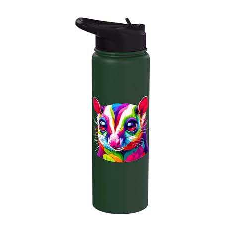Colorful Pop Art Sugar Glider Sugar Gliders Stainless Steel Insulated Water Bottle - color: Dark Green