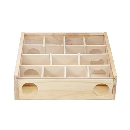 Wontee Wooden Hamster Tunnel Maze with Cover, Hideout & Tunnel Exploring Toys for Dwarf Hamsters Mice Small Gerbil
