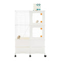 Animal Cage, 3 Tier Pet Play Paradise Large Capacity Pet Cage Ferret Cage Chinchilla Cage Small Animal Habitat for Squirrels, Sugar Gliders, Chinchillas, Degus, Hamsters (White) - color: White