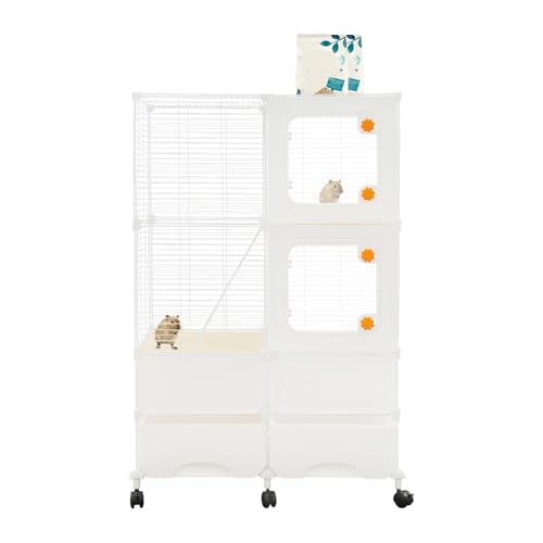 Animal Cage, 3 Tier Pet Play Paradise Large Capacity Pet Cage Ferret Cage Chinchilla Cage Small Animal Habitat for Squirrels, Sugar Gliders, Chinchillas, Degus, Hamsters (White) - color: White