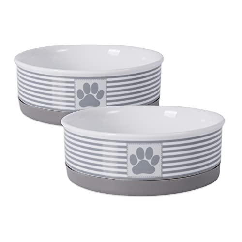 Bone Dry Paw & Patch Ceramic Pet Collection, Medium Set, 6x2", Gray, 2 Piece - color: Gray, size: Medium Bowl Set, 6x2"