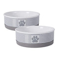 Bone Dry Paw & Patch Ceramic Pet Collection, Medium Set, 6x2", Gray, 2 Piece - color: Gray, size: Medium Bowl Set, 6x2"