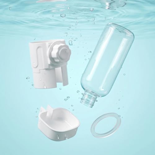Pet Cage Suspended Water Dispenser, 17oz Hanging Automatic Water Bowl for Rabbit, Bunny, Cat, Ferret, Clear, Plastic (Grey)