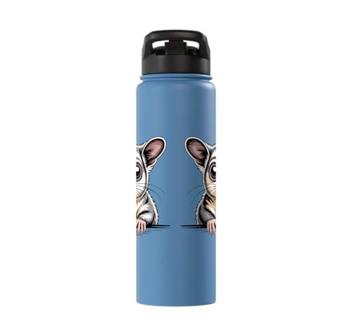 Sugar Glider Cute Peeking Marsupial Funny Animals Stainless Steel Insulated Water Bottle - color: Light Blue