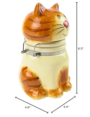 Hand-Painted Earthenware Pretty Kitty Hinged Jar by Boston Warehouse - color: Sitting Pretty Cat