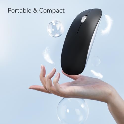 TENMOS M18 Bluetooth Mouse,USB C Rechargeable Wireless Mouse-Matte Black | Tri-Mode BT5.1/5.0+2.4G, Silent, Portable, Battery Level Visible, USB Receiver,Type C Adapter, for Laptop/Macbook/iPad/PC - color: matte black