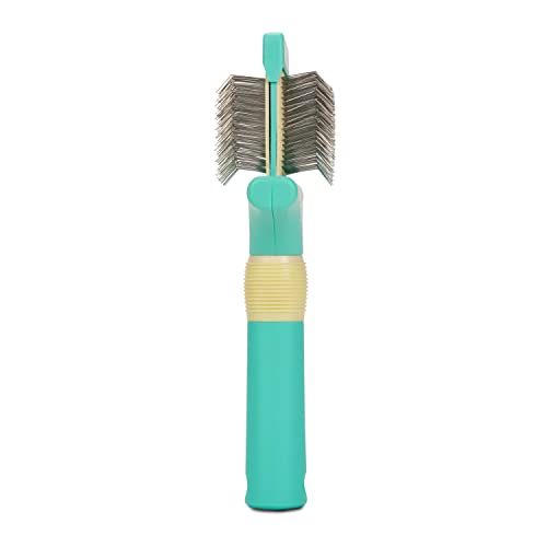 Jelly Pet Double Sided Slicker Brush, Longer Pin, Flexible Head, Fine/Coarse Sides, Removes Unwanted Tangles, Made in USA, Large, Teal