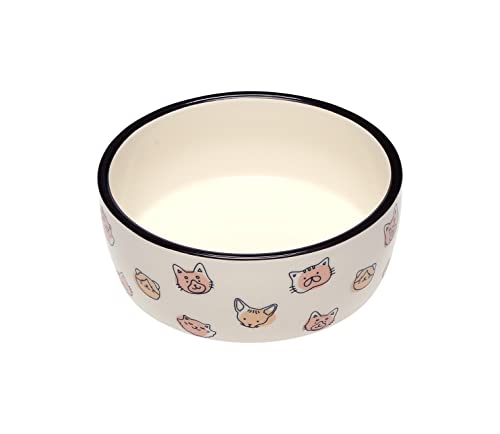 Pearhead Ceramic Cat Bowl, Holds 12 oz, Whisker-Friendly Pet Dish for Food and Water, Cute Cat Face Design (Pack of 2) - color: Blush Cat Faces, size: Bowl Set