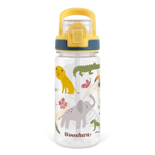 Kids Water Bottle for School, 16 Oz Plastic Water Bottle, 1 Pack | Silicone Spout, Pop-Up Cover, BPA Free & Dishwasher Safe, Woodland Animals - color: Woodland Animals, size: 16.2 Ounces