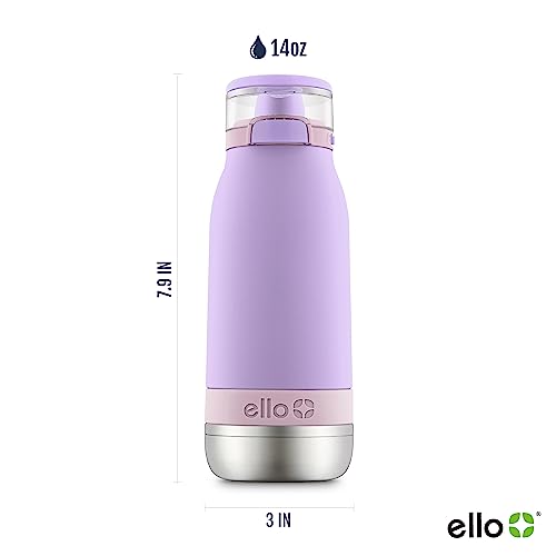 Ello Emma 14oz Insulated Stainless Kids Water Bottle with Straw, Lilac/Cashmere Pink - color: Lilac/Cashmere Pink