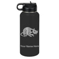 LaserGram Personalized 32oz Water Bottle, Rat (Black) | Engraved Gift, Vacuum Insulated Stainless Steel, Flip-Top Straw Lid, Laser Engraved With Your Name - color: Black, size: 32 Ounces