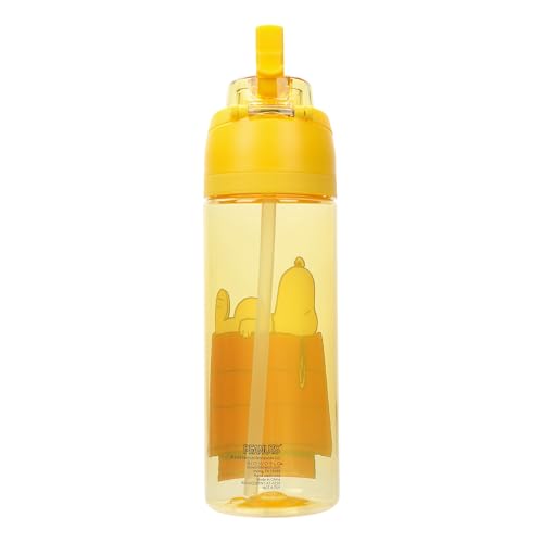 Bioworld Peanuts Snoopy Dog House Yellow 24 Oz Plastic Water Bottle With Dual Spout Lid - color: Peanuts Snoopy Dog House