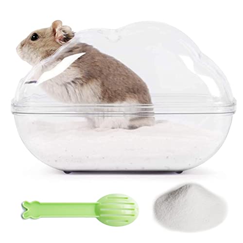 Hamster Small Animal Sand Bath Box Bathtub Critter's Bathroom with Scoop Accessories for Mice Hedgehog Lemming Gerbils or Other Small Pets - size: Medium