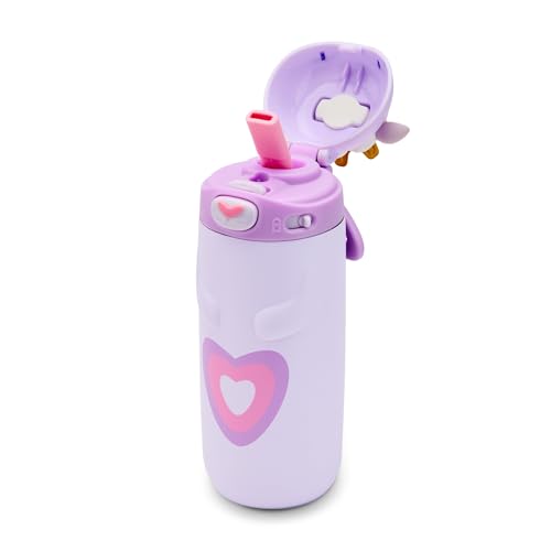 Ello Ellies 12oz Stainless Steel Leakproof Kids Water Bottle, Lamb Princess | Insulated kids water bottle with straw, leakproof locking lid, carry handle, and stainless steel fun animal design for school - color: Lamb Princess, size: 12 Ounces