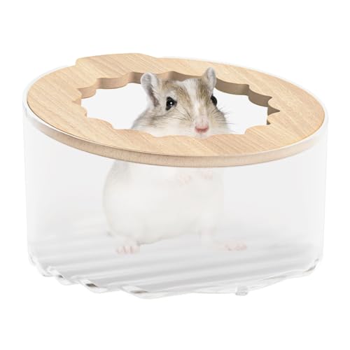 Hamster Sand Bath Box, Transparent & Detachable Small Animal Sand Container, Anti-Spill Sandbox for Hamsters Gerbils Mice Lemming - color: White transparent