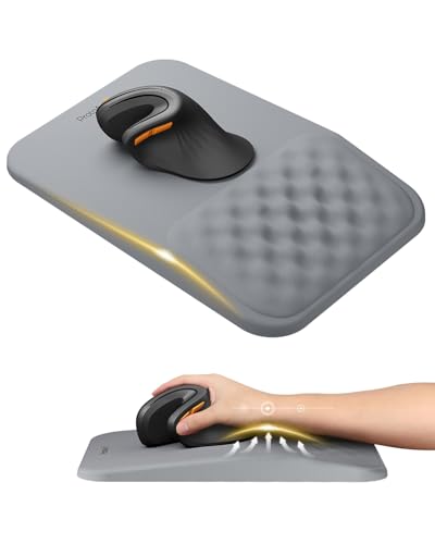 ProtoArc MP50 Ergonomic Mouse Pad with Wrist Support, Lycra Surface, Gray | 8° slope & massage points, soft memory foam, Large 12x8 Inches, Non-slip base. Relieves wrist strain for office & home - color: Gray Lycra