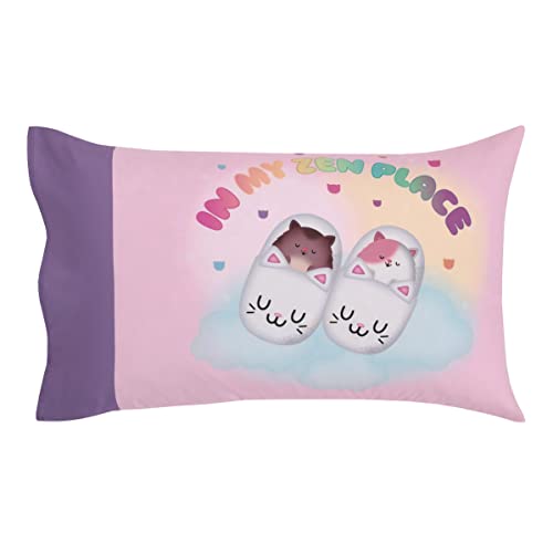 DreamWorks Gabby's Dollhouse Dream It Up Pink and Purple Kitty Fairy 2 Piece Toddler Sheet Set - Fitted Bottom Sheet and Reversible Pillowcase - color: Gabby's Dollhouse Dream It Up
