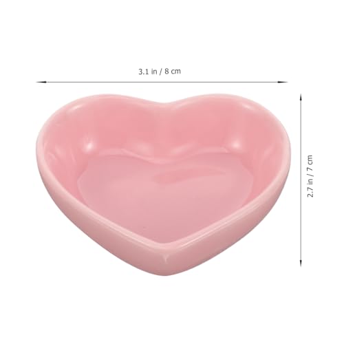 UKCOCO Heart Shaped Ceramic Pet Bowl 3.14X2.75X0.98In Non-Tip Small Animal Food and Water Dish for Hamsters Guinea Pigs Hedgehogs Gerbils - Smooth Surface Pink Porcelain Feeder